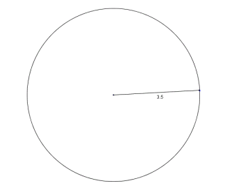 På bildet er en sirkel med radius 3,5.